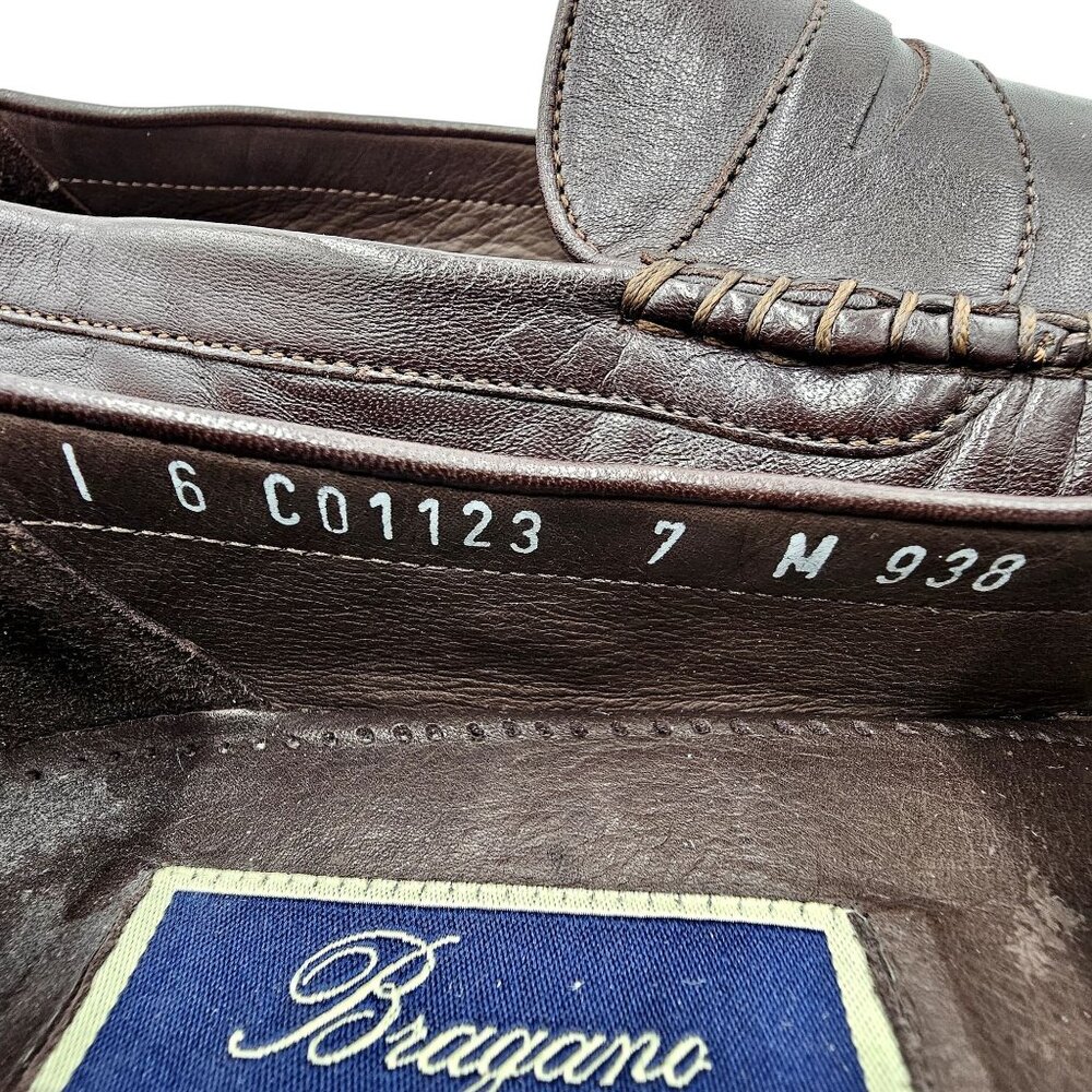 Vintage Bragano Loafers Cole Haan Italy Mens 7 Brown Leather Dress Shoes Loafers - Picture 7 of 13